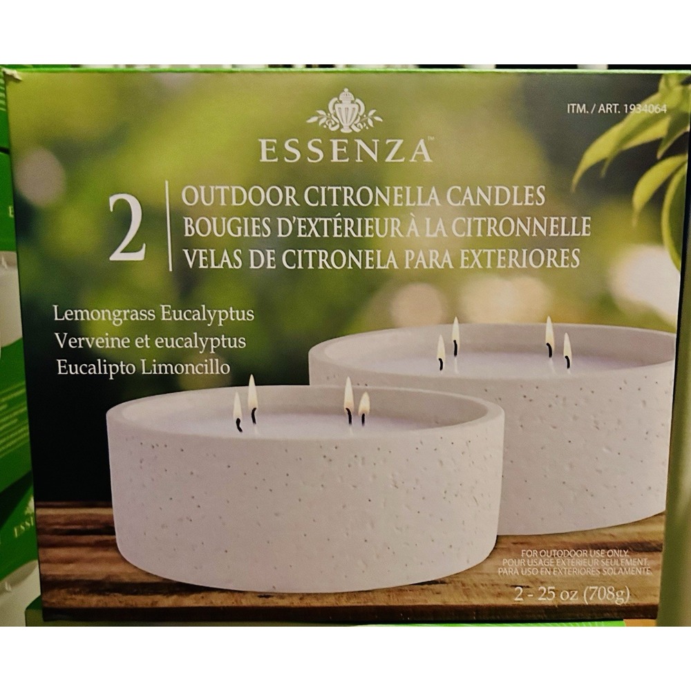 Essenza Outdoor Citronella Candles 2-Pack Lemongrass Eucalyptus